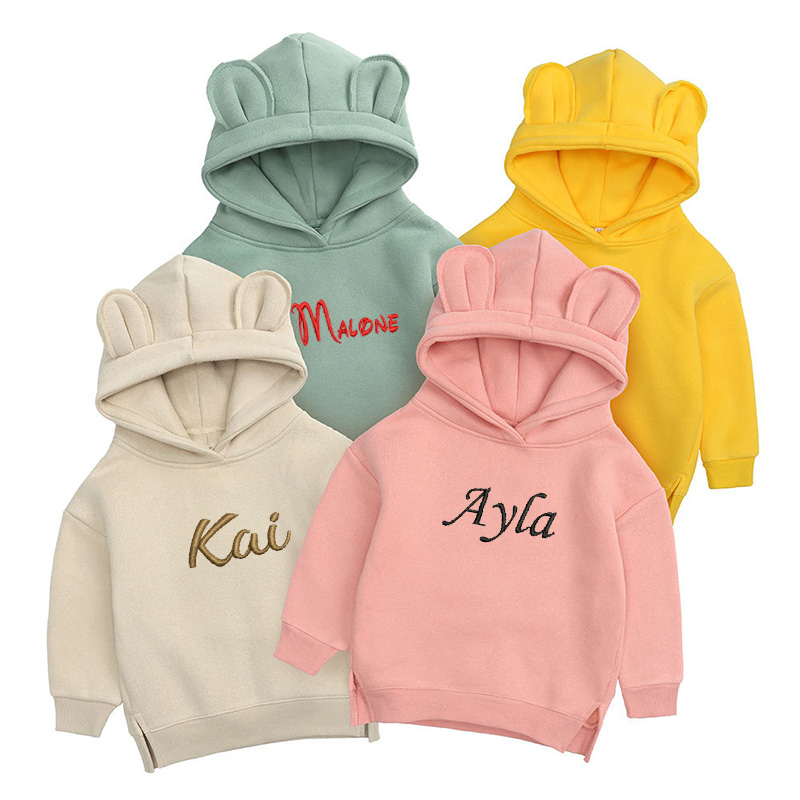 Baby Clothing Name - Gepersonaliseerde Borduurwerk Kinderen Beer Hoodie Aangepaste
