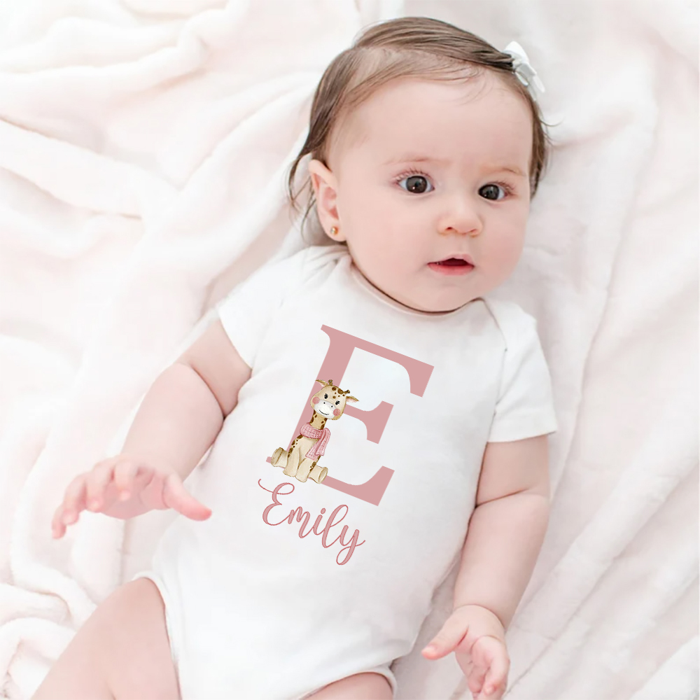 Baby Clothing Name - Gepersonaliseerde Baby Bodysuit Initiaal Met Naam
